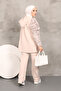 Beige Hooded Sleeve Detailed Scuba Suit - 6