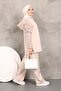 Beige Hooded Sleeve Detailed Scuba Suit - 5