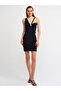90118 Gathered Front Strap Knitwear Dress-black - 3