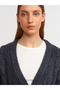 60201 V-Neck Braided Buttoned Knitwear Cardigan-Smoke-Red Beige - 4