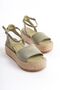 Riva Green Suede Women's Genuine Leather Straw Wedge Sandals - 4