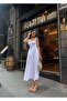 Premium White Midi Length Lace-Up Cotton Bell Dress - 2