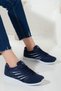 Women's Navy Blue White Soft Comfortable Sole Sneaker Sports Shoes Lace Up Stylish Design Casual - 2
