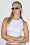 Rectangle Design Gold Frame Brown Glass Vintage Women's Sunglasses - 3