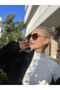 Rectangle Design Gold Frame Black Glass Women's Sunglasses UV400 Protection - 7