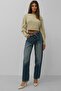 Women's Long Sleeve Crew Neck Raglan Sleeve Short Beige Crop Sweatshirt 24W16025