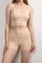 Women's Skin Color High Waist Mini Shorts Boxer & Padded Rope Strap Bustier Sports Set 3080 - 6
