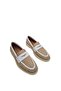 Genuine Leather Linen Detailed Women's White Casual Shoes