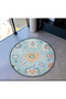 Blue Theme Ethnic Motif Patterned Round Woven Base Vintage Decorative Carpet 6123