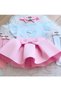 Girl's Pink Skirt Set with Rainbow Figures (White Socks Included in the Set) - 2
