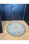Blue Theme Ethnic Motif Patterned Round Woven Base Vintage Decorative Carpet 6123 - 4