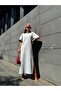 Gray Long Combed Cotton Dress with Slits on the Sides 27365 - 3