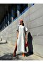 Gray Long Combed Cotton Dress with Slits on the Sides 27365 - 7