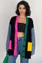 Kolu Kot Standard Size Knitwear Cardigan with Colorful Pocket Detail and Buttons Oversize - 7