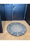 Blue Themed Ethnic Motif Traditional Patterned Round Woven Base Vintage Decorative Carpet 6124 - 4