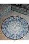 Blue Themed Ethnic Motif Traditional Patterned Round Woven Base Vintage Decorative Carpet 6124 - 2
