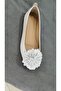 Genuine Leather Flower Buckle White Shoes - 2