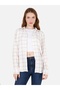Regular Fit Shirt Collar Checked White Women's Long Sleeve Shirt