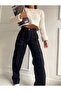 Laminta White Stitched High Waist Loose Cargo Pocket Palazzo Jeans