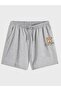 Teddy Bear Printed Oversize Loose Cut Summer Shorts - Black Gray Summer Bottom Combed Cotton Shorts - 3
