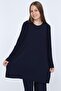 Women's Navy Blue Trousers, Hijab, Tunic, Pleated Double Set 5219
