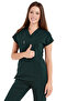 Dark Green Lycra Thick Fabric Scrubs Doctor Nurse Jersey Bat Sleeve Surgical Suit - 4