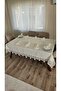 Luxury Gardenia Linen 8-Person 18-Piece Heart Patterned Heavy Lace Stain-Resistant Tablecloth - 2