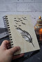 Wooden Covered Lined Notebook - Bird Feather Themed Agenda and School Notebook (A5 - 120 Pages) - 3