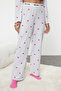 Gri Melanj Kalpli Slogan Baskılı Lastikli Örme Pijama Takımı THMAW25PT00045 - 4