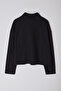 Siyah Selanik/Triko Görünümlü Fermuarlı Yaka Regular/Normal Kalıp Örme Sweatshirt TBBAW23AO00006 - 7