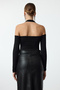 Siyah Kare Yaka Crop Örme Bluz TPRAW25BZ00015 - 6