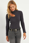 Women's Anthracite Cross Neck Half Fisherman Blouse B1404 - 4