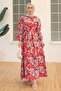 Mokashopin Patterned Dress Gray-Red - 10067.1778. - 5