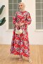 Mokashopin Patterned Dress Gray-Red - 10067.1778. - 3