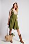 SCARLETT Straps Frilly Comfortable Khaki Maternity Salopet Skirt