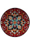 Burgundy Themed Traditional Motif Patterned Round Woven Base Vintage Decorative Carpet 6134 - 3