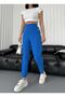 -3053 WOMEN'S WAIST RUBBERED FRONT POCKET BUTTON DETAIL SLIM TROUSERS