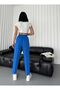 -3053 WOMEN'S WAIST RUBBERED FRONT POCKET BUTTON DETAIL SLIM TROUSERS - 5