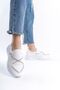 White High Sole Comfortable Soft Shiny Stripe Detailed Women's Casual Sports Walking Shoes Sneakers - 4