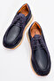 Men's Thick Sole Lace-Up Comfort Casual Shoes Real Leather Mc 20418 Dark Blue - 5