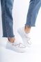 White High Sole Comfortable Soft Shiny Stripe Detailed Women's Casual Sports Walking Shoes Sneakers - 5