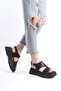 Black High Sole Closed Side Open Buckle i Summer Women's Wedge Heeled Sandals - 7