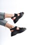 Black High Sole Closed Side Open Buckle i Summer Women's Wedge Heeled Sandals - 4