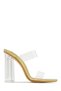 Women's Gold Gold Transparent 10 cm Transparent Square Heels Round Toe Stiletto Shoes Sandals Slippers - 4