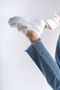 White High Sole Comfortable Soft Shiny Stripe Detailed Women's Casual Sports Walking Shoes Sneakers - 3