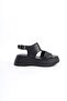 Black High Sole Closed Side Open Buckle i Summer Women's Wedge Heeled Sandals - 6