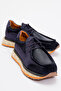 Men's Thick Sole Lace-Up Comfort Casual Shoes Real Leather Mc 20418 Dark Blue - 2