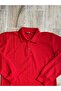 Red Unisex 100% Cotton Polo Collar Long Sleeve School T-Shirt - 3