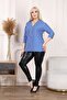 BLUE STRIPED ZIPPERED FAKİRKOL BLOUSE - 3