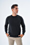 Men's Anthracite 100% Cotton Crew Neck Knitwear Sweater Trist-1101 - 2